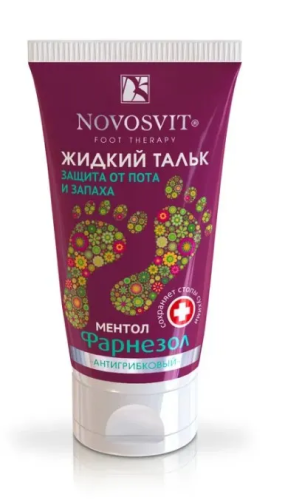 NOVOSVIT тальк д/ног жидкий защита от пота и запаха антигрибковый 50мл NS-7319